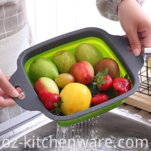 Kök vikbar filt Collapsible Colander Space-Saver Hoz Folding Silicone Fyles for Draining Pastor Vegetable Fruit